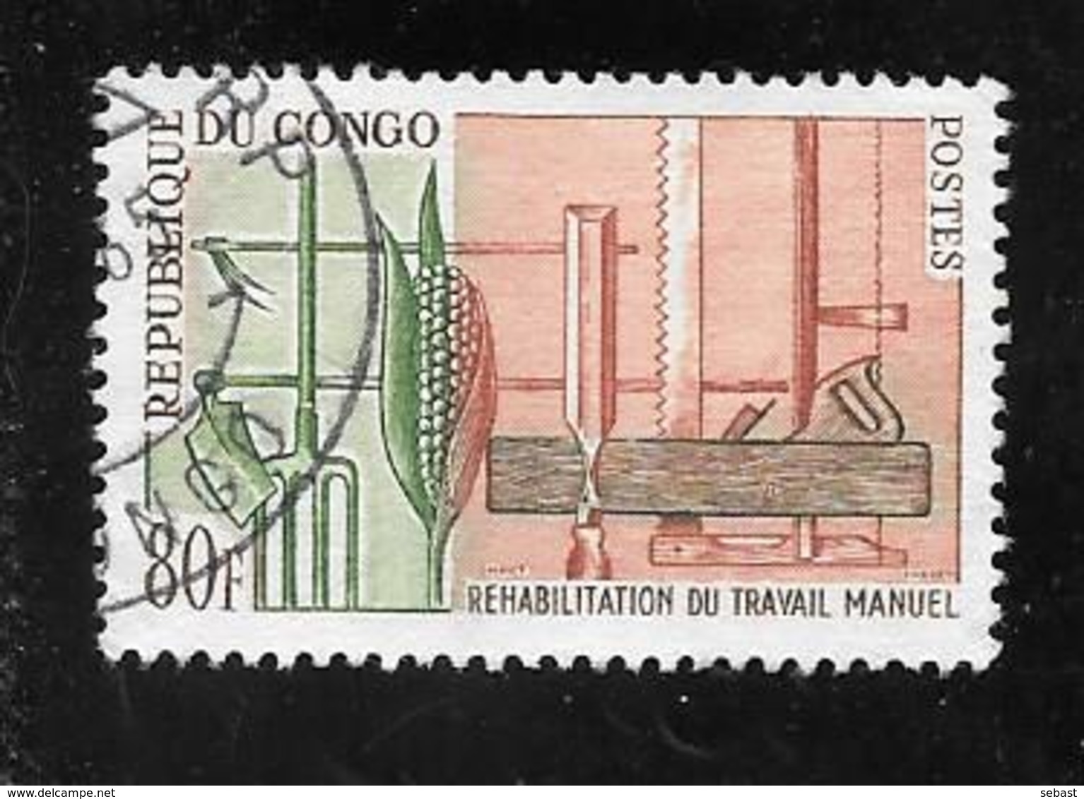 TIMBRE OBLITERE DU  CONGO BRAZZA DE 1964 N° MICHEL 44 - Oblitérés