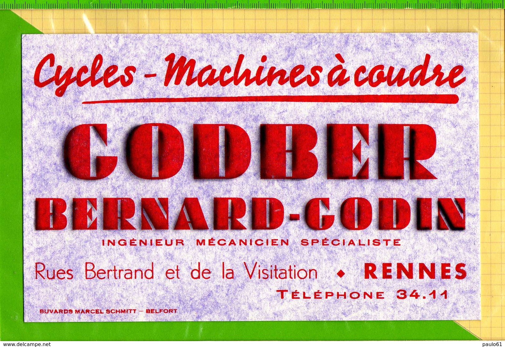 BUVARD &amp; Blotting Paper : Cycles Machines A Coudre GODBER BERNARD GODIN  Rennes - Moto & Vélo