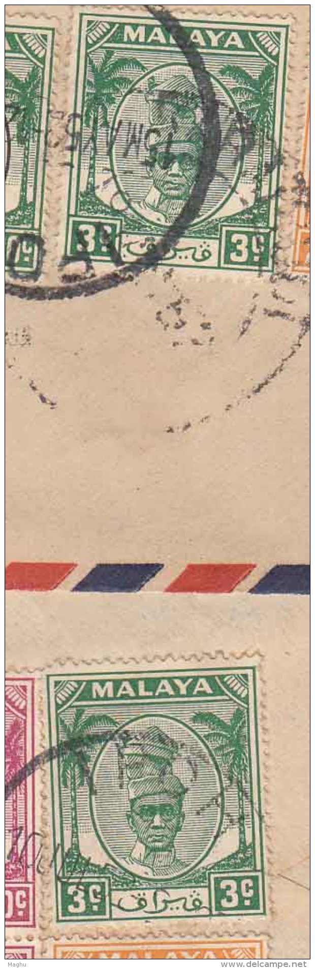 Perak 3c X 2 Diff Shades Used On 2 Airmail Cover 1950, Malaya, - Perak