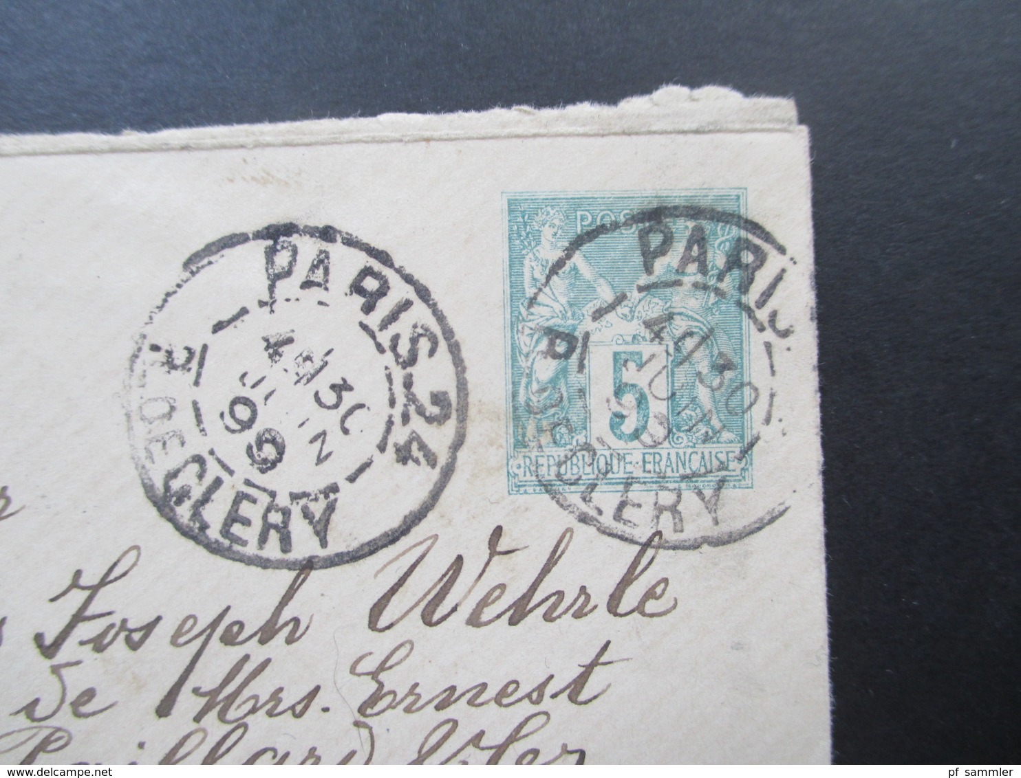 Frankreich 1899 Kleiner GA Umschlag Rückseitig Zusatzfrankaturen! Waag. Paar Nr. 72 II Stempel Ste Croix / St Croix - 1876-1898 Sage (Type II)