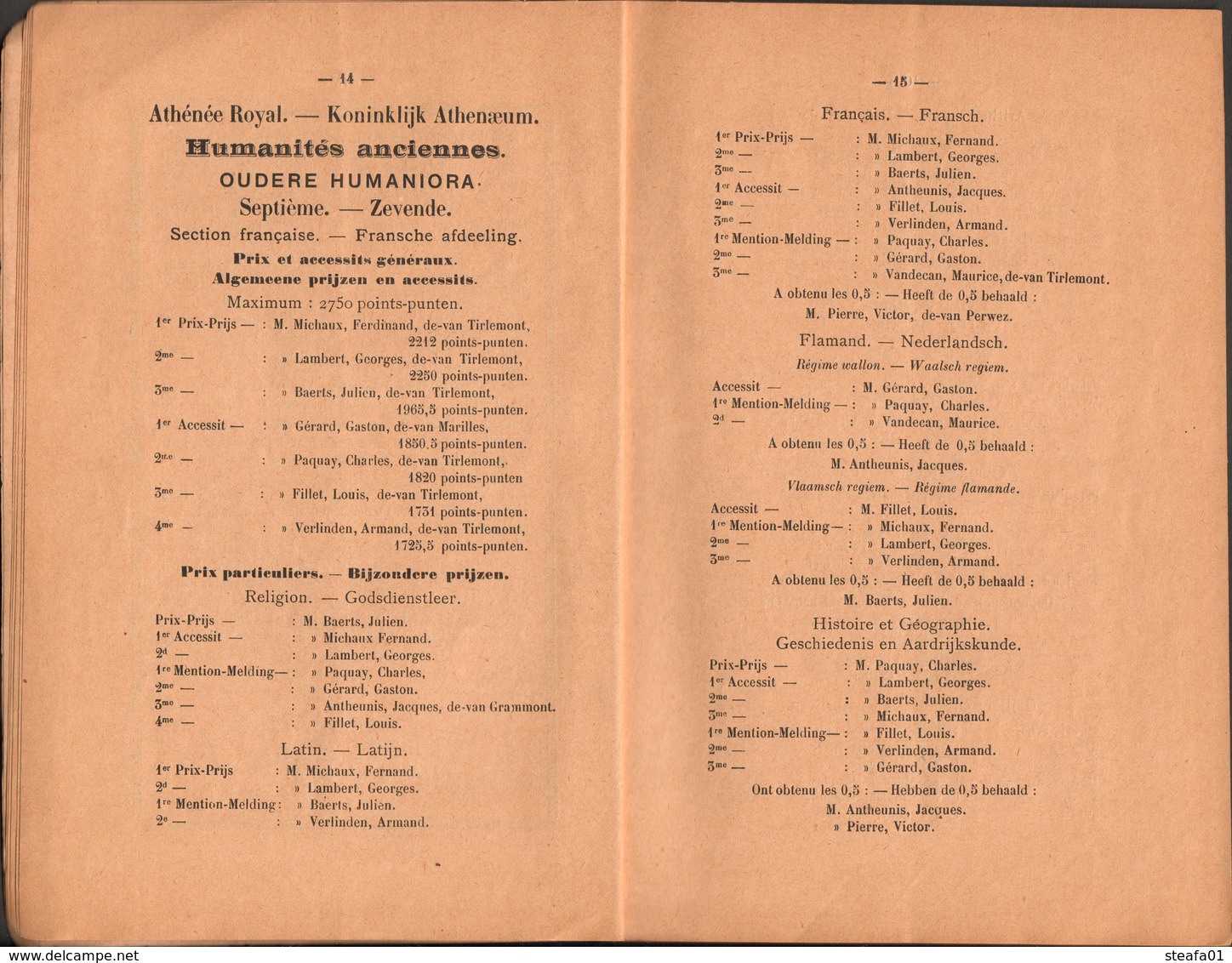 Tienen, Thienen, Tirlemont, Koninklijk Atheneum, Prechtige Prijsuitdeling 1921, L'Athénée Royal, Zeldzaam!!! - Tienen