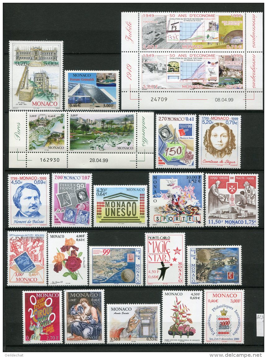 8231   MONACO   N° 2186/229**    Année Complète   1999   SUPERBE - Années Complètes