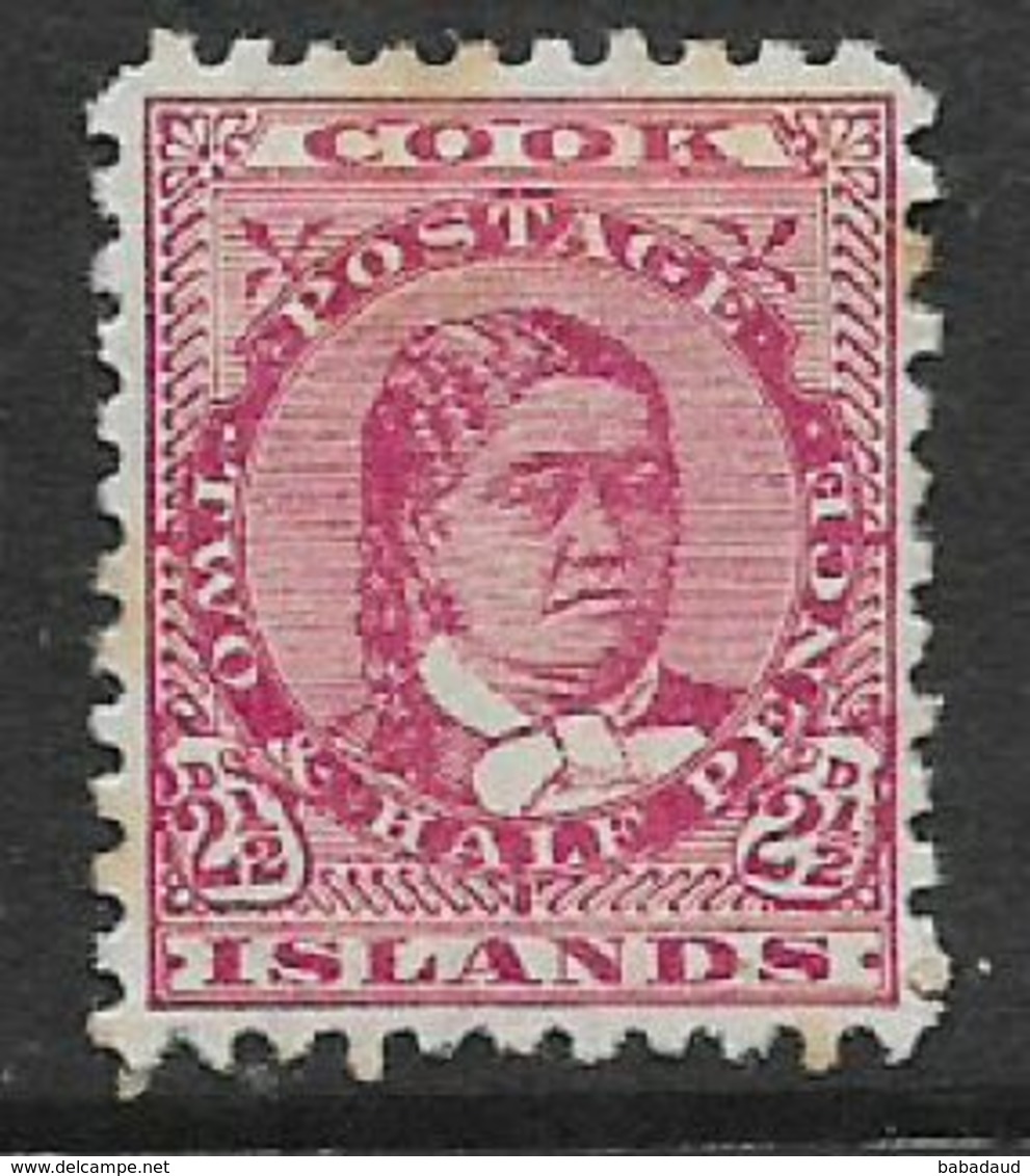 Cook Islands, 1900,  2 1/2d Deep Rose,  MH * - Cookeilanden