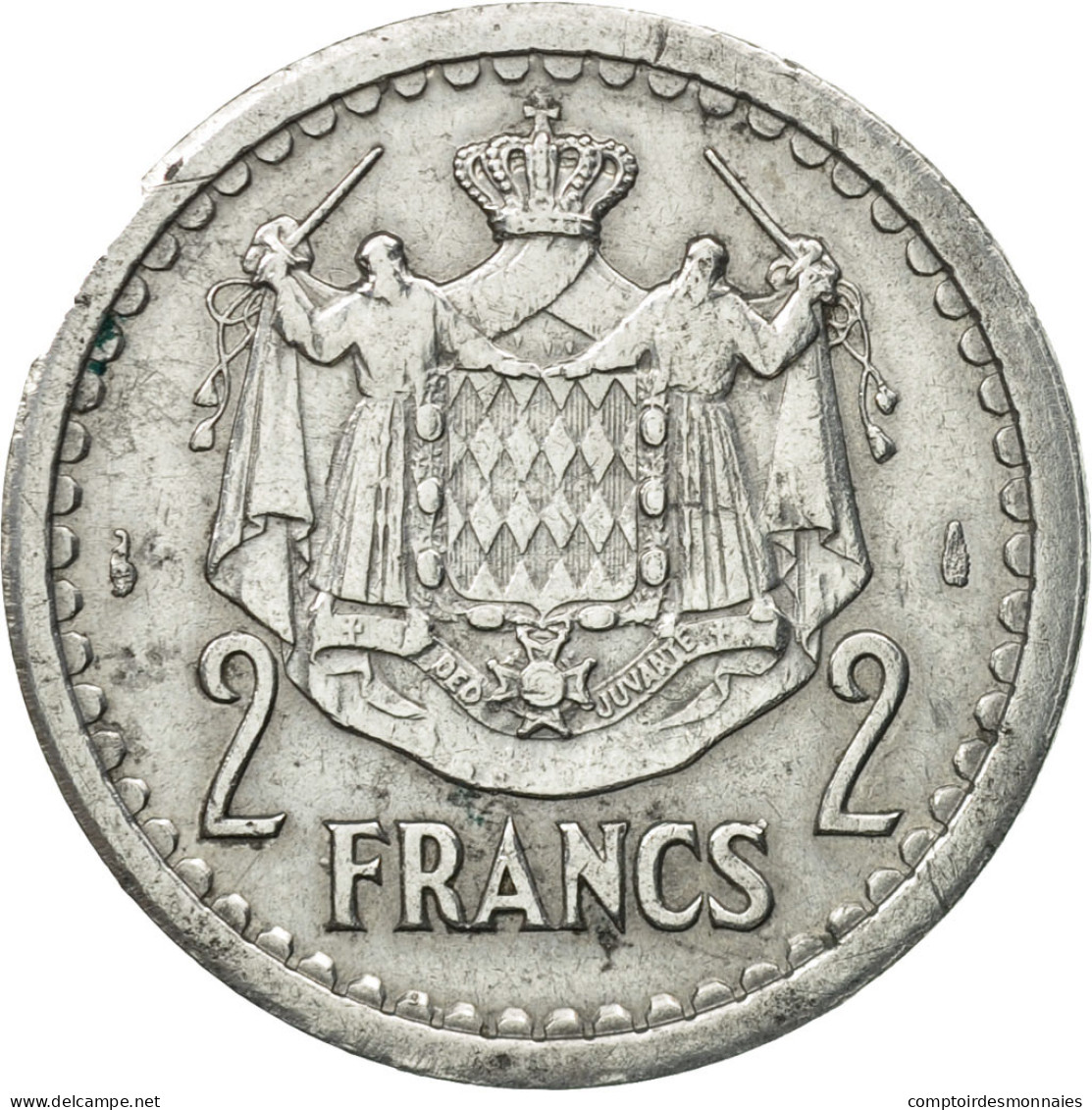 Monnaie, Monaco, Louis II, 2 Francs, Undated (1943), Poissy, TTB, Aluminium - 1922-1949 Louis II