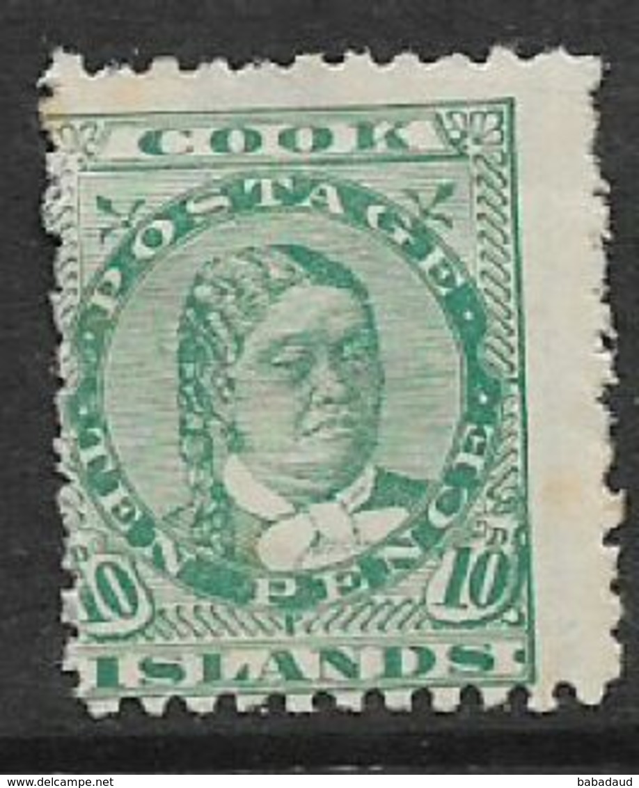 Cook Islands, 1896,10d, Green,  MH * - Cookeilanden