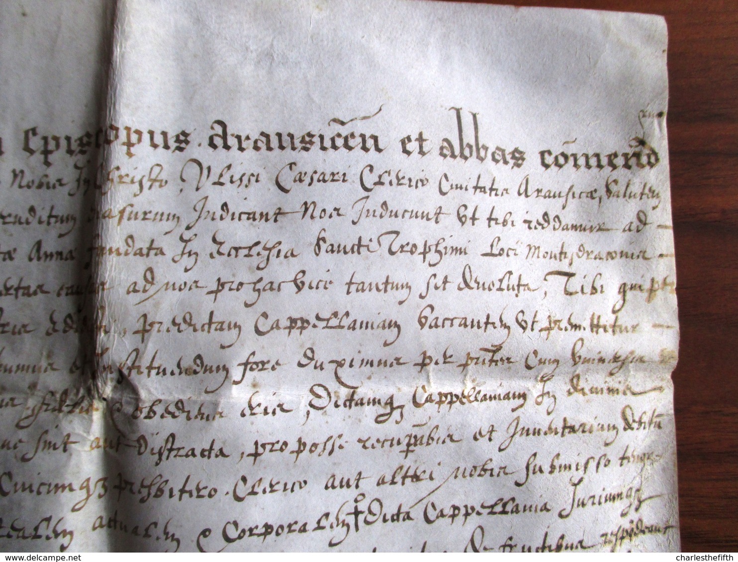 PARCHEMIN DE 1609 ! ** COLLATION DE LA CHAPELLERIE DE Ste ANNE DE MONTDRAGON EN FAVEUR D'ULISSE CAESAR CLERC D' ORANGE ? - Documents Historiques