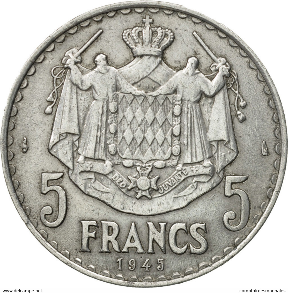 Monnaie, Monaco, Louis II, 5 Francs, 1945, Poissy, TB+, Aluminium, Gadoury:135 - 1922-1949 Louis II