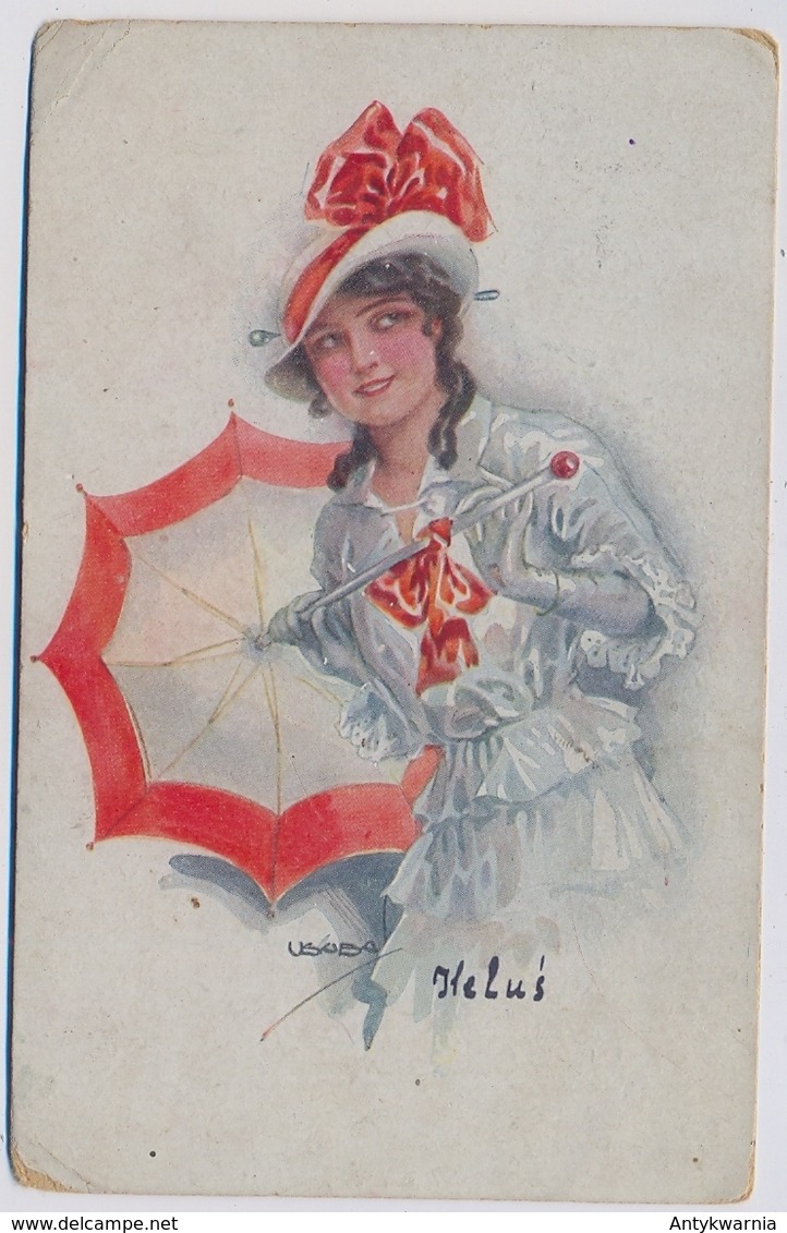USABAL Luis  Femme Et Parapluie Woman And Umbrella  About 1920y. 1931y. Obieg  Siedlce E873 - Usabal