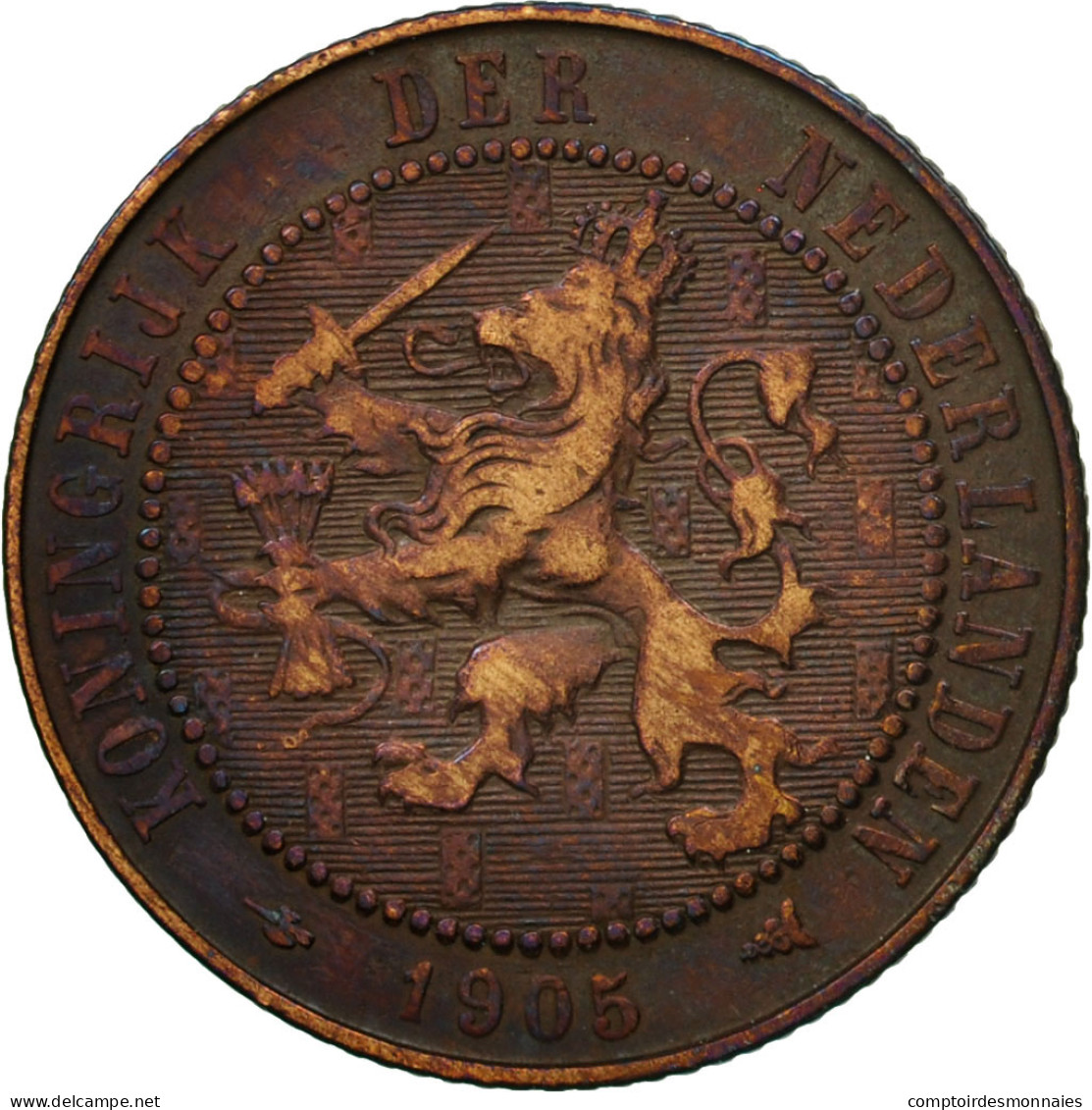 Monnaie, Pays-Bas, Wilhelmina I, 2-1/2 Cent, 1905, TB+, Bronze, KM:134 - 2.5 Centavos