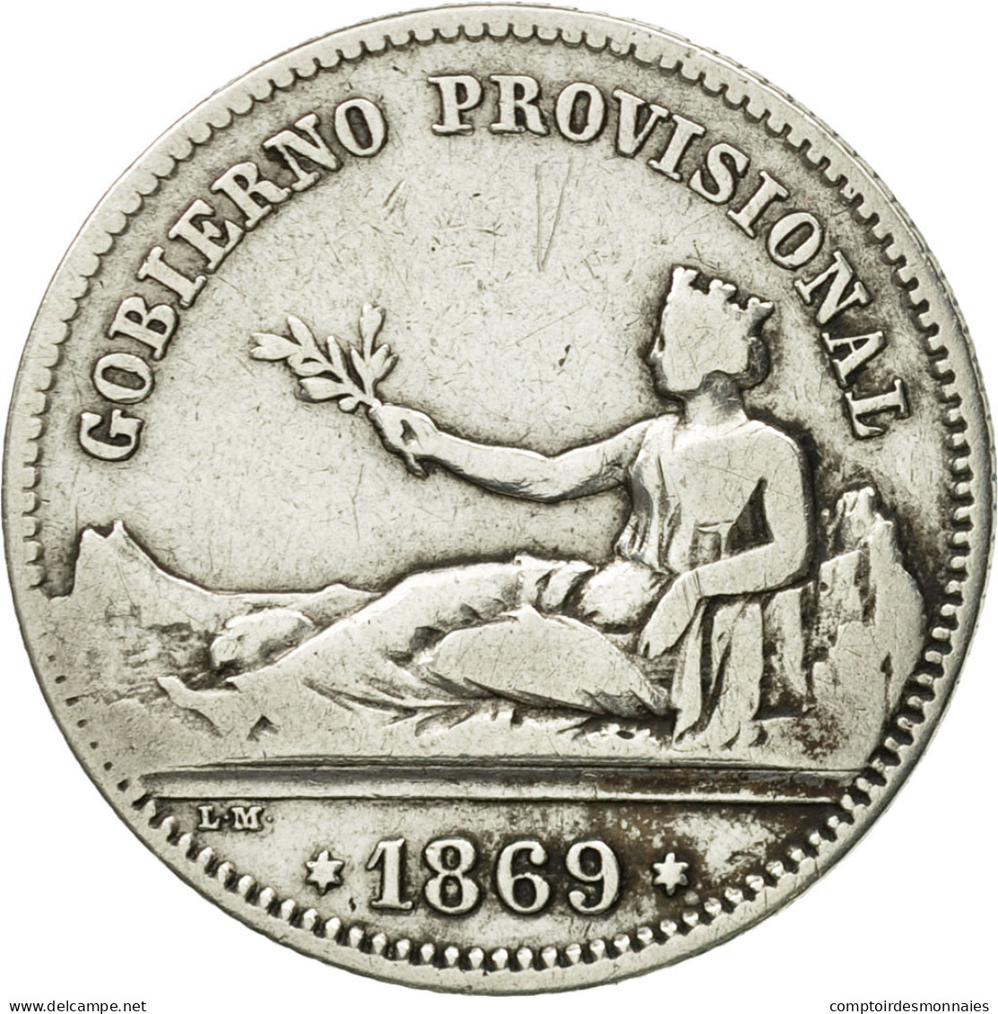 Monnaie, Espagne, Provisional Government, Peseta, 1869, Madrid, TTB, Argent - Premières Frappes