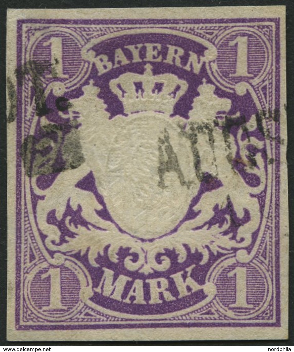 BAYERN 30a O, 1874, 1 M. Violett, Pracht, Gepr. Stegmüller, Mi. 100.- - Autres & Non Classés