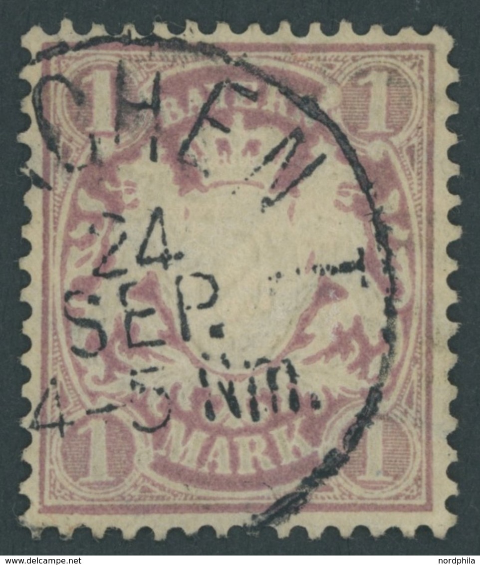 BAYERN 43 O, 1879, 1 M. Braunpurpur, Wz. 2, Normale Zähnung, Pracht, Mi. 110.- - Autres & Non Classés