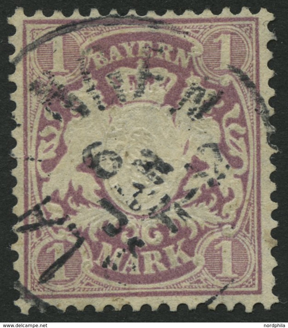 BAYERN 43 O, 1879, 1 M. Braunpurpur, Wz. 2, Pracht, Mi. 110.- - Autres & Non Classés