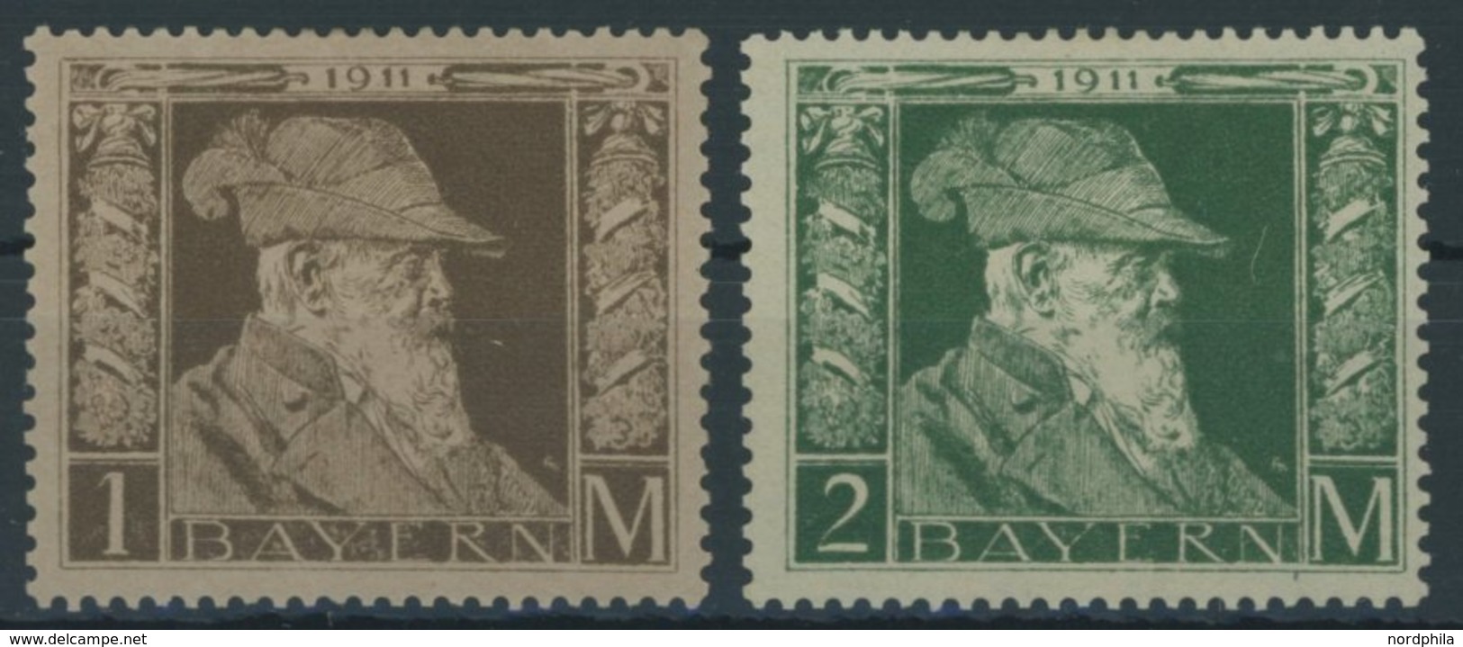 BAYERN 86/7I *, 1911, 1 Und 2 M. Luitpold, Type I, Falzreste, 2 Prachtwerte, Mi. 240.- - Otros & Sin Clasificación