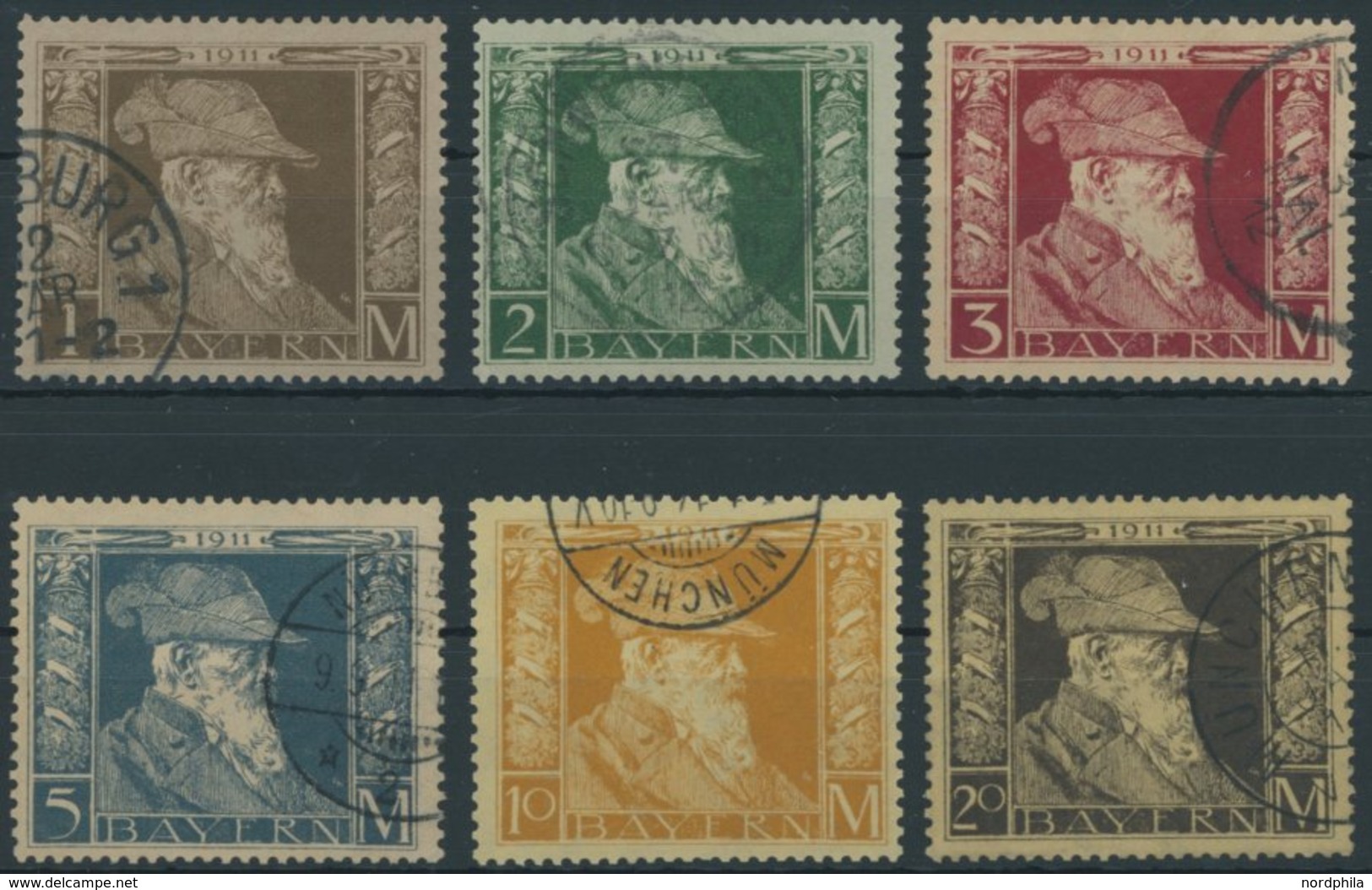 BAYERN 86-91I O, 1911, 1 - 20 M. Luitpold, Type I, Normale Zähnung, 6 Prachtwerte, Mi. 320.- - Otros & Sin Clasificación