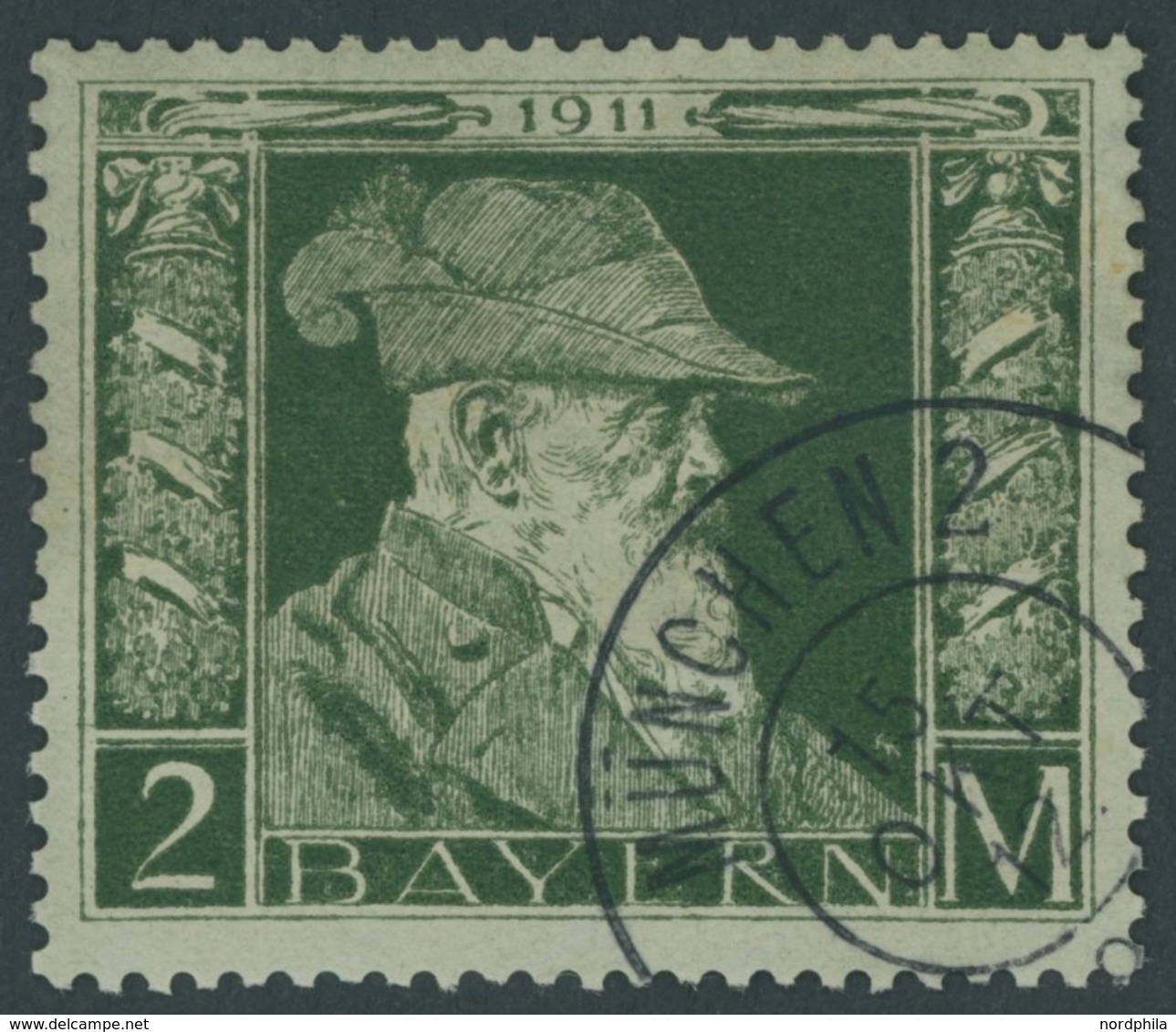 BAYERN 87I O, 1911, 2 M. Luitpold, Type I, Pracht, Mi. 80.- - Altri & Non Classificati