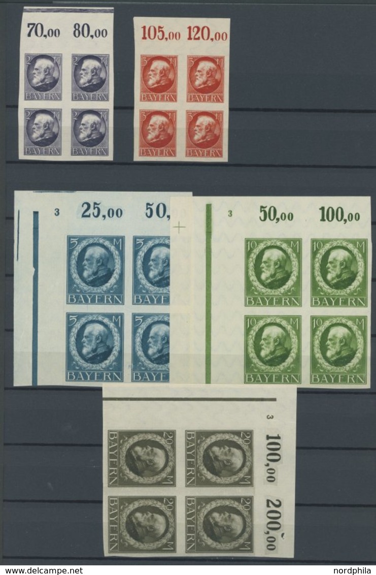 BAYERN 94IIB-115B VB **, 1916, Kriegsdrucke, Ungezähnt, In Postfrischen Oberrandviererblocks (19 Werte), Oft Aus Der Bog - Otros & Sin Clasificación