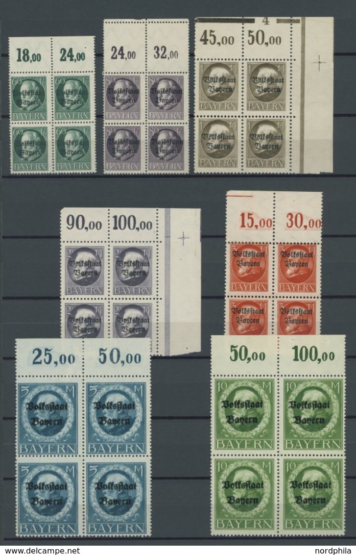 BAYERN 116-35IIA VB **, 1919, Volksstaat, Gezähnt, In Oberrandviererblocks, Oft Auch Mit Anhängenden Leerfeldern!, Postf - Sonstige & Ohne Zuordnung