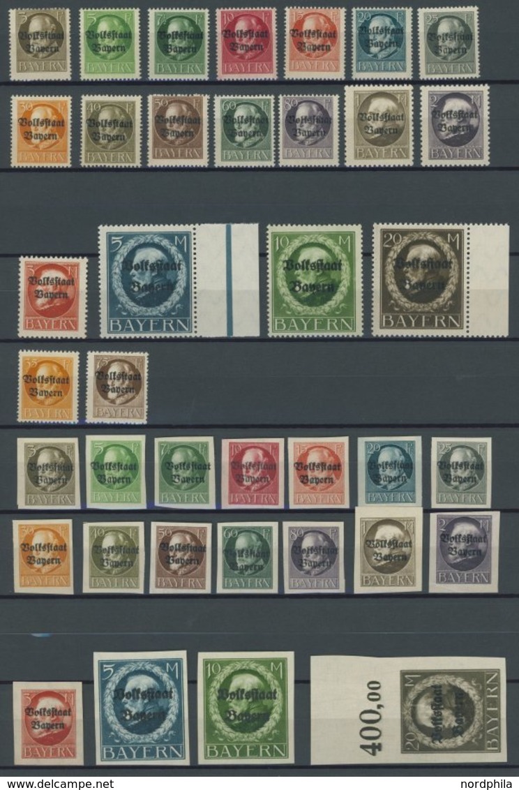 BAYERN ** , 1919, Volksstaat, Gezähnt Und Ungezähnt Und Freistaat Auf Dt. Reich (Mi.Nr. 116-35IIA/B,136-51), 2 Postfrisc - Sonstige & Ohne Zuordnung