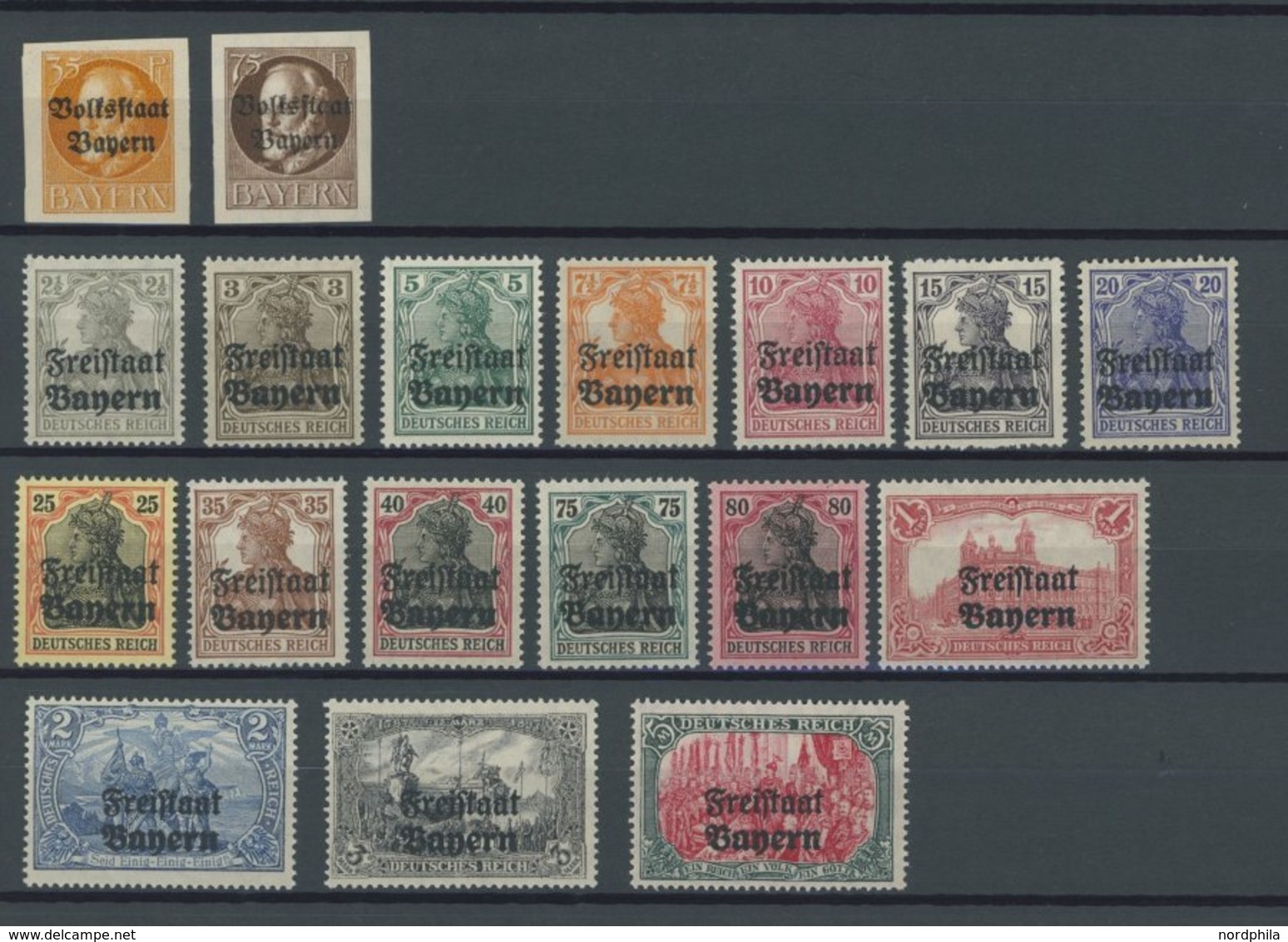 BAYERN ** , 1919, Volksstaat, Gezähnt Und Ungezähnt Und Freistaat Auf Dt. Reich (Mi.Nr. 116-35IIA/B,136-51), 2 Postfrisc - Sonstige & Ohne Zuordnung