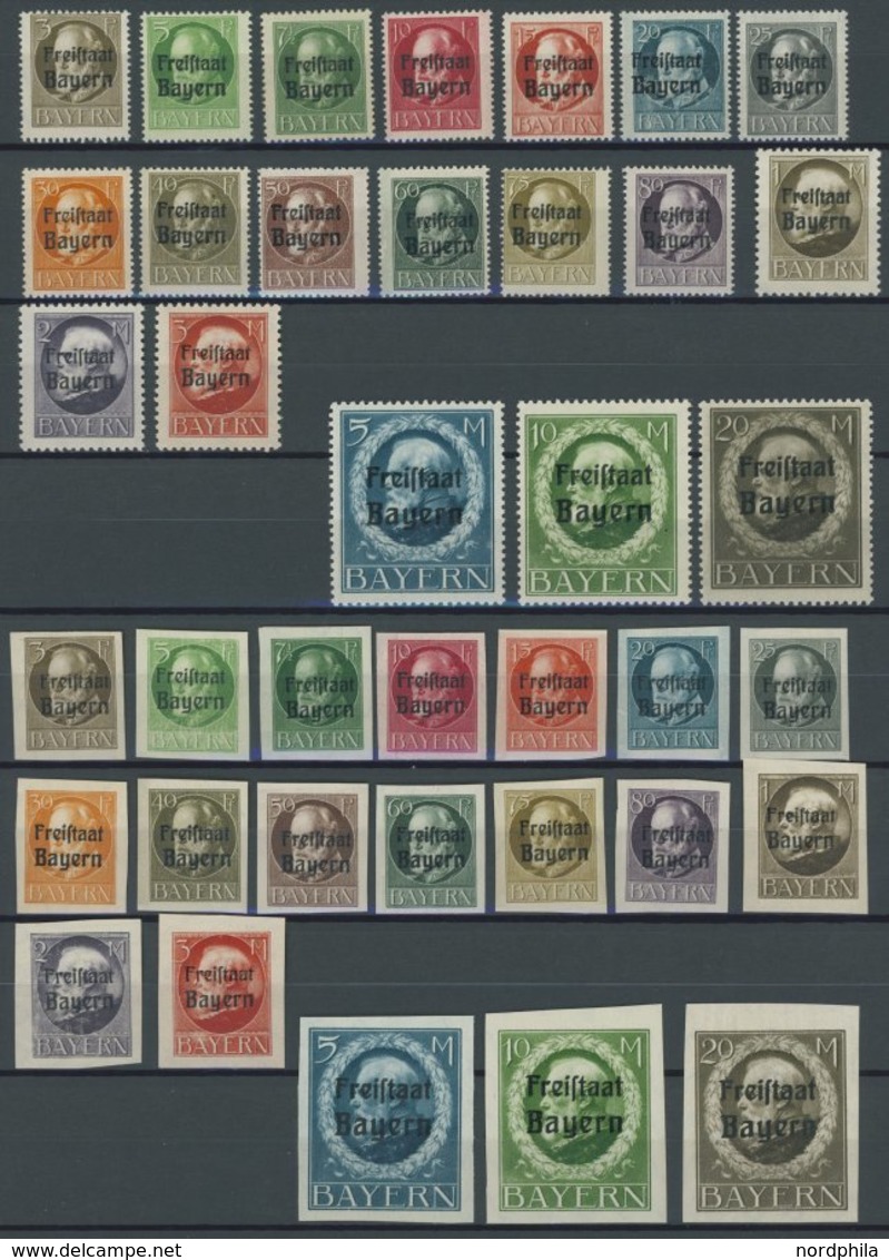 BAYERN 152-70A/B **, 1919, Freistaat, Gezähnt Und Ungezähnt, Postfrisch, Fast Nur Pracht, Mi. 60.- - Autres & Non Classés