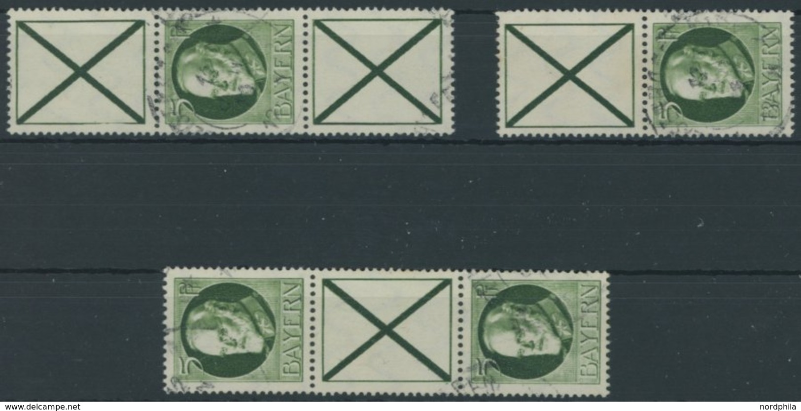 BAYERN S 20-22 O, 1914, König Ludwig III, Frühdrucke, 3 Senkrechte Zusammendrucke, Feinst, Mi. 225.- - Other & Unclassified