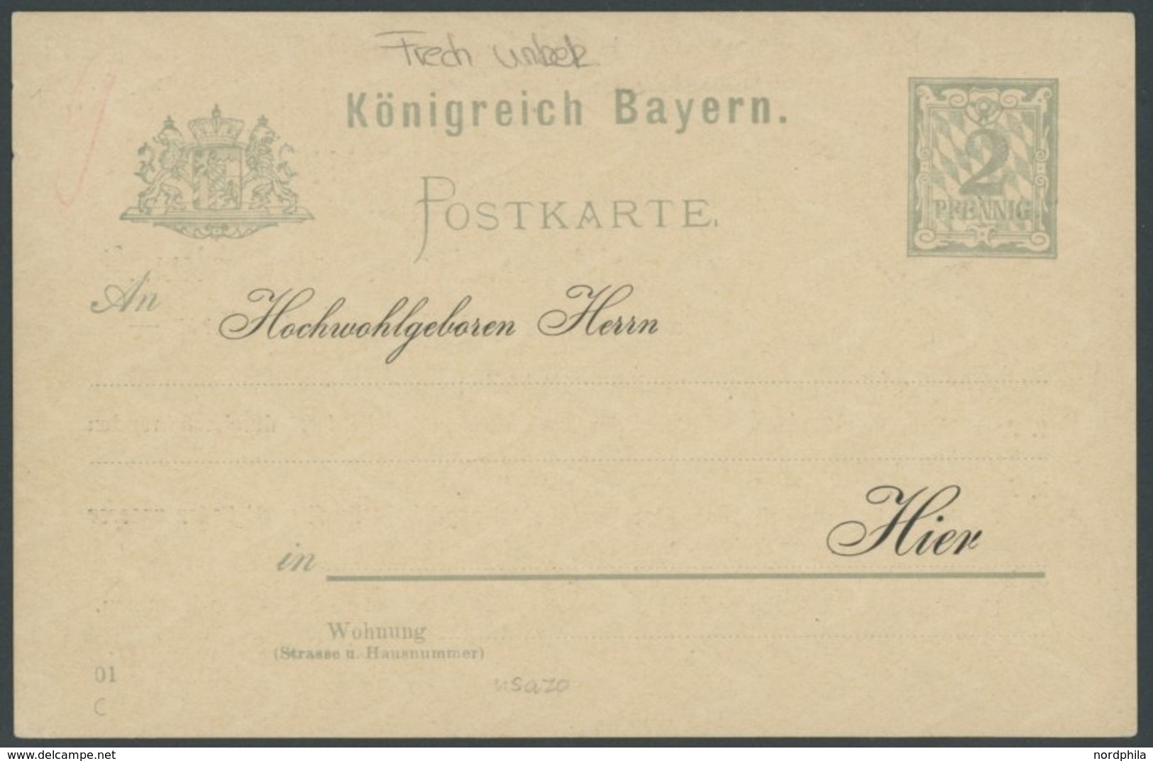 BAYERN P 55II BRIEF, 1902, Privatpostkarte Bayern 2 Pf. (P 55II) Des Augsburger Verein Für Luftschifffahrt Ballon Gut La - Altri & Non Classificati