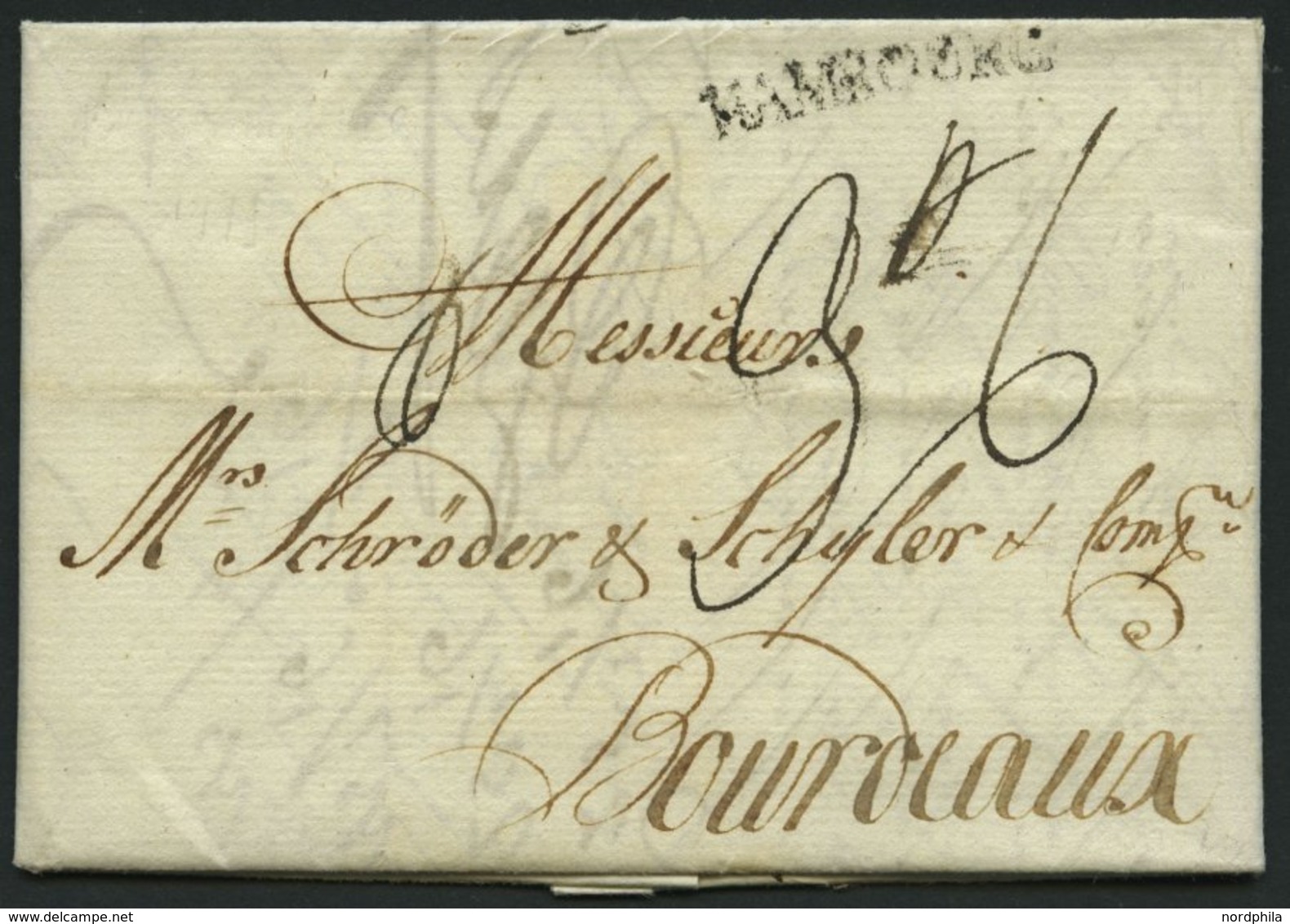 HAMBURG VORPHILA 1779, HAMBOURG, L1 Auf Brief Nach Bordeaux, Pracht - Precursores