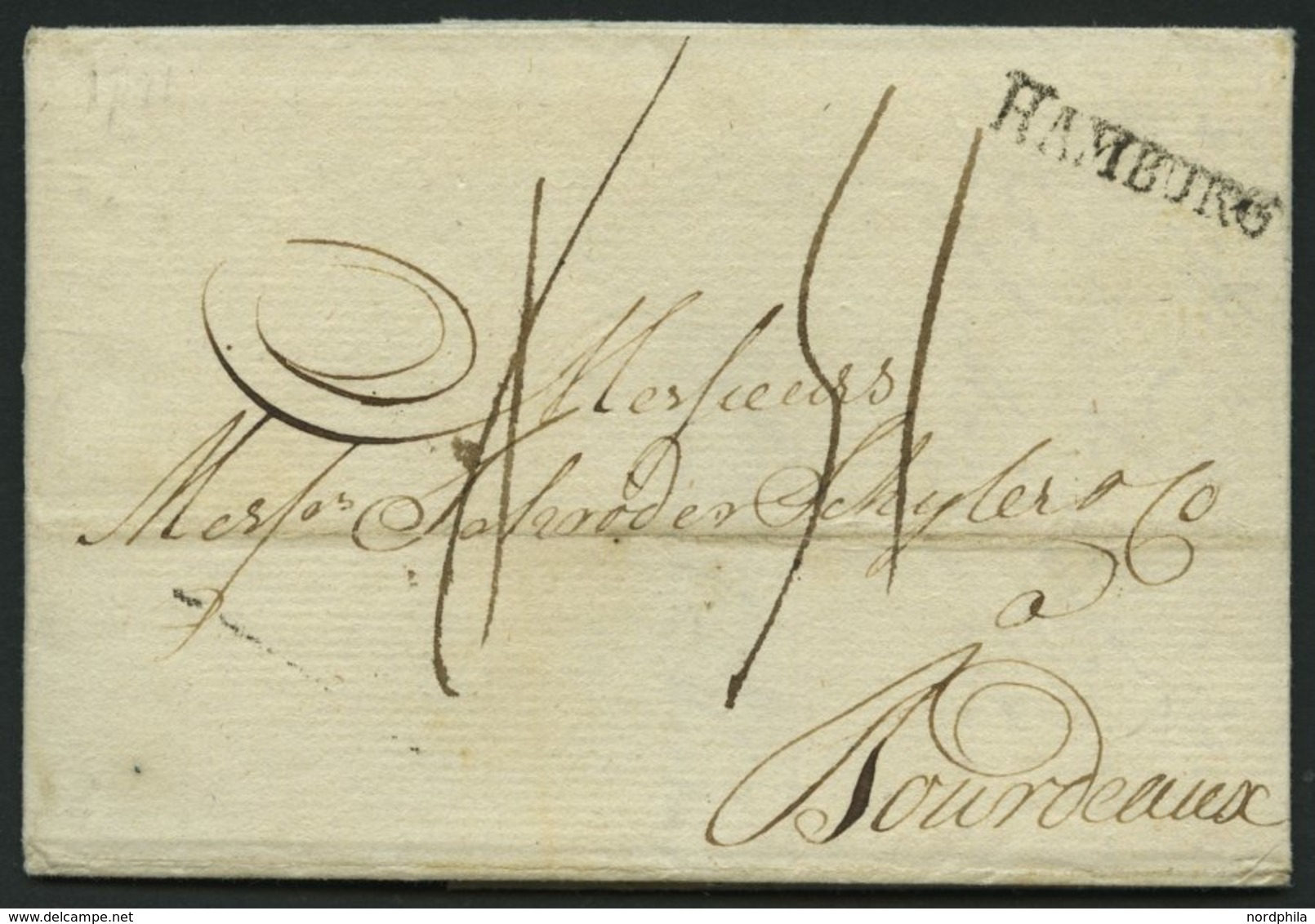 HAMBURG VORPHILA 1791, HAMBURG, L1 Auf Brief Nach Bordeaux, Pracht - Prephilately