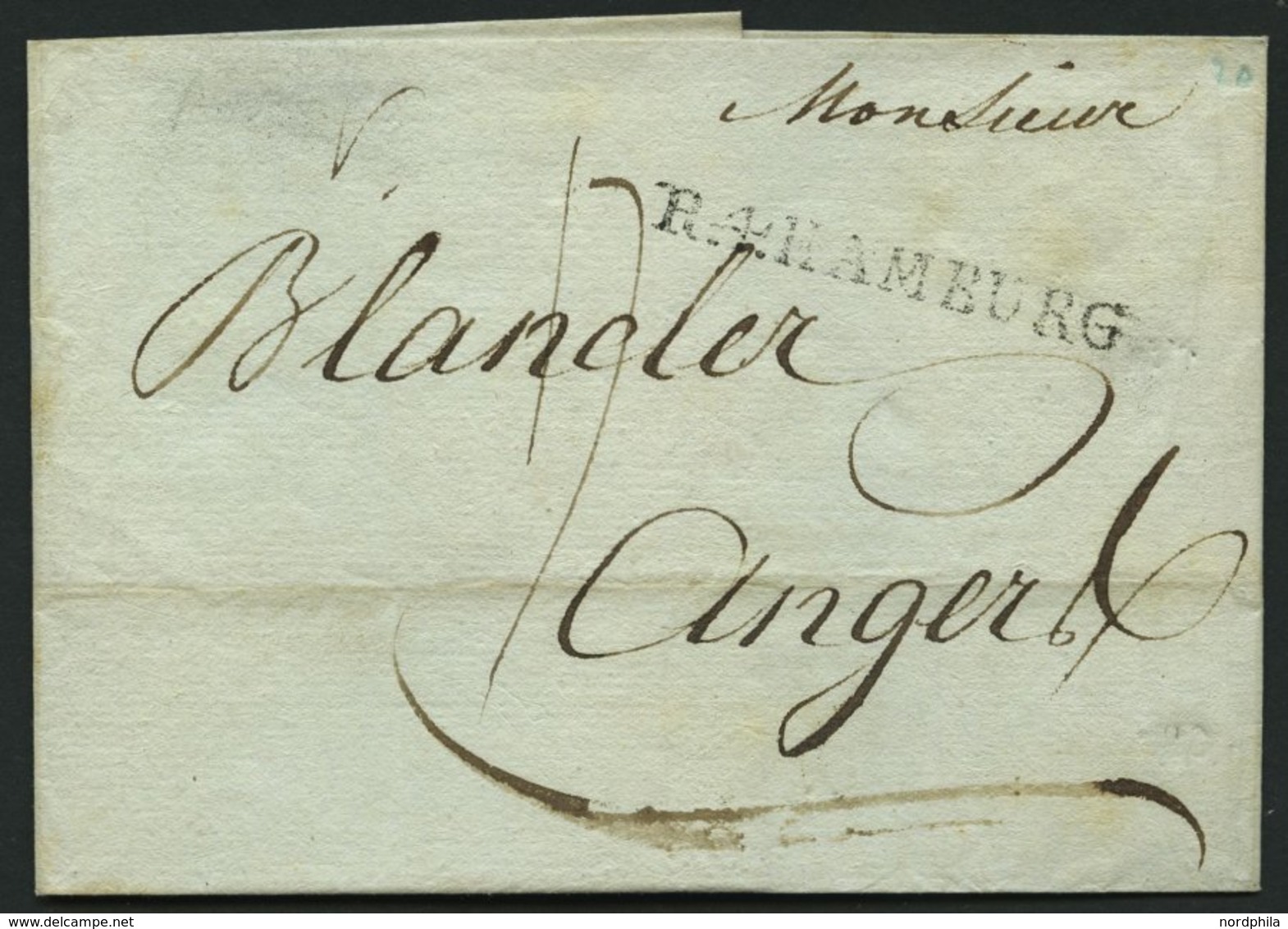 HAMBURG VORPHILA 1803, R.4. HAMBURG, L1 Auf Brief Nach Angert, Pracht - Prephilately