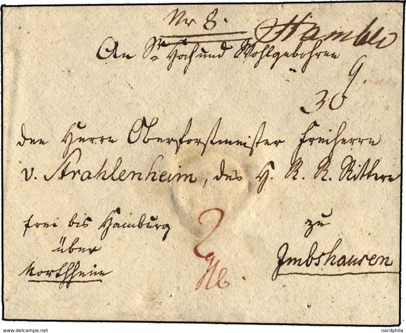 HAMBURG VORPHILA HAMBURG, Handschrifltich Auf Brief Nach Ambshausen, Pracht - Prephilately