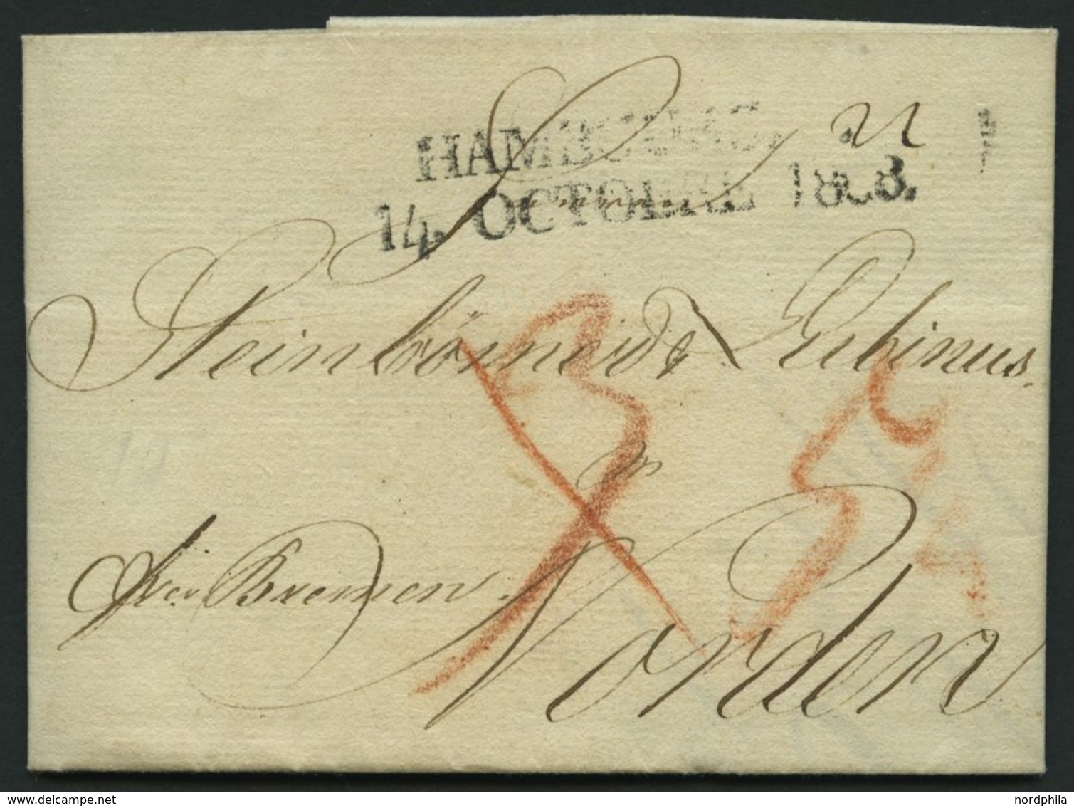 HAMBURG 1808, HAMBOURG. 4., L2 Auf Brief Nach Norden, Pracht - Altri & Non Classificati