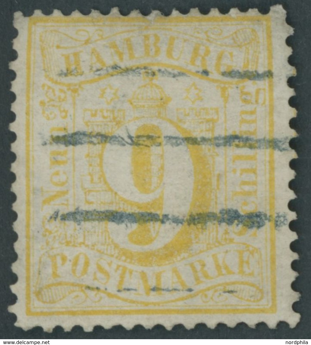 HAMBURG 18 O, 1864, 9 S. Orangegelb, Kleine Helle Stellen Sonst Farbfrisch Pracht, Fotoattest Lange, Mi. 2600.- - Hambourg