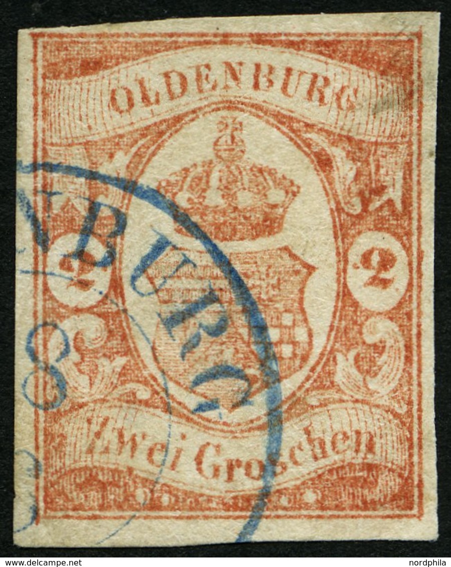 OLDENBURG 13 O, 1861, 2 Gr. Schwärzlichrotorange, Feinst (kleine Helle Stelle), Mi. 550.- - Oldenbourg