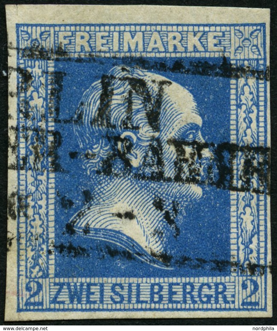 PREUSSEN 7a O, 1852, 2 Sgr. Blau, Pracht, Mi. 110.- - Sonstige & Ohne Zuordnung