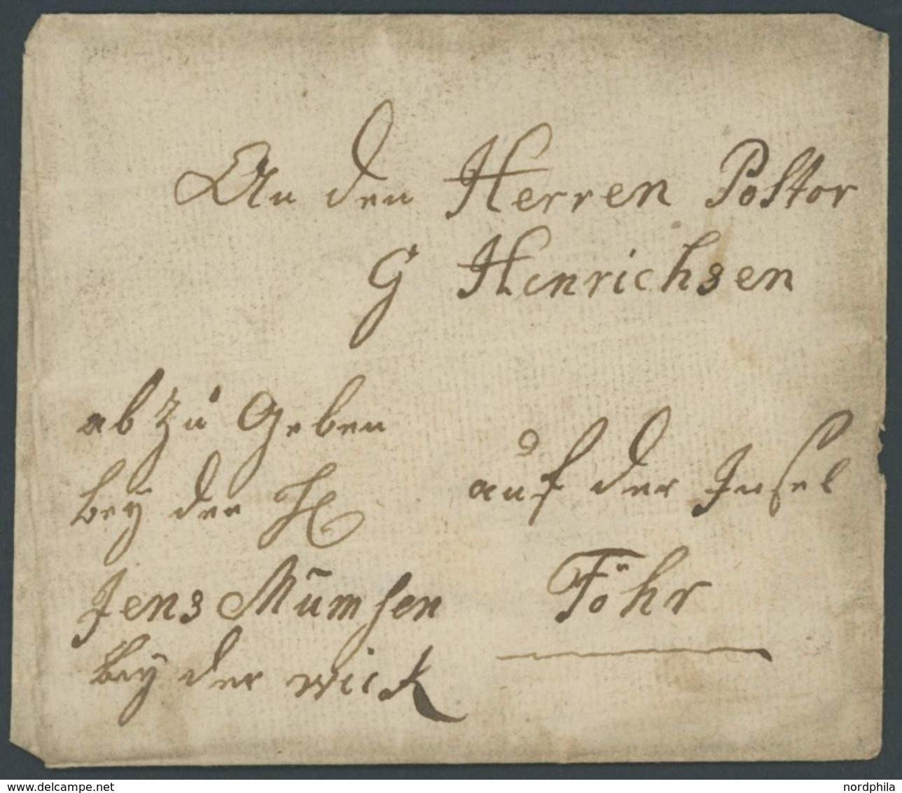 SCHLESWIG-HOLSTEIN - ALTBRIEFE 1779, Altbriiefhülle Nach Föhr, Pracht - Prephilately