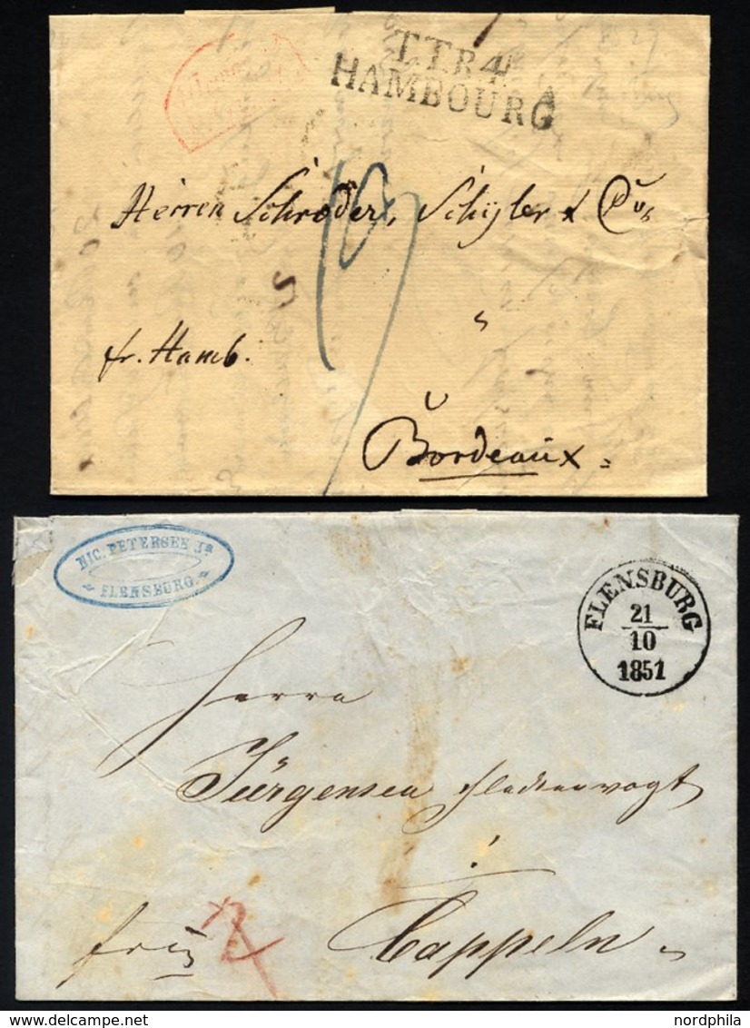 SCHLESWIG-HOLSTEIN 1827/51, 2 Verschiedene Belege Aus Flensburg, Feinst/Pracht - Schleswig-Holstein