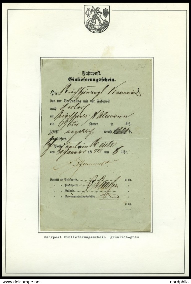 SCHLESWIG-HOLSTEIN HEIDE, 1809-83, interessante Spezialsammlung von 65 Postscheinen, dabei Arge S.H.-Nr. 7, 10, 12, 13, 