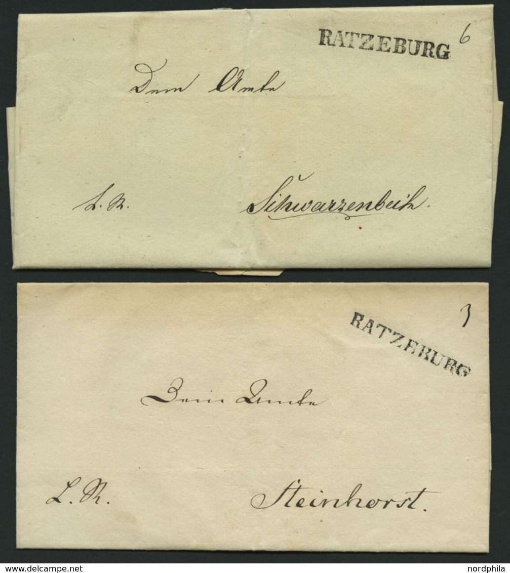 SCHLESWIG-HOLSTEIN RATZEBURG, L1, 2 Verschiedene Belege (1838, Zwei Typen), Pracht - Schleswig-Holstein