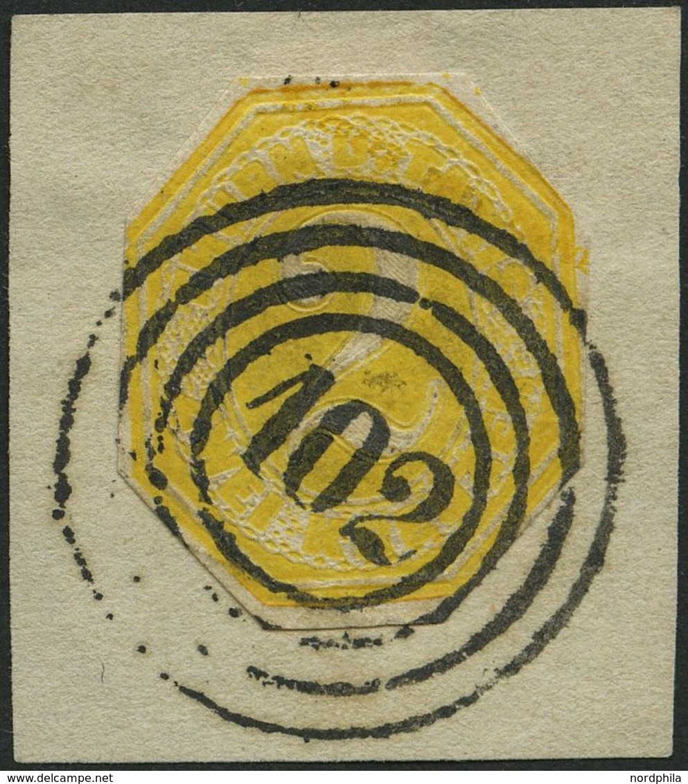 THURN Und TAXIS GAA 13 BrfStk, 1862, 2 Kr. Gelb, Achteckig Geschnitten, Nummernstempel 102, Prachtbriefstück, Kurzbefund - Other & Unclassified
