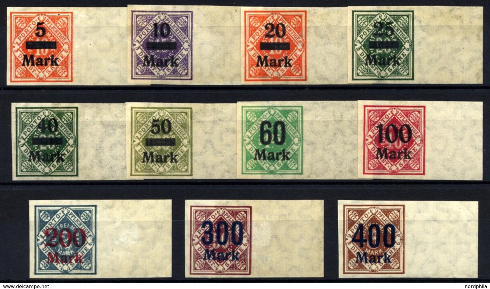 WÜRTTEMBERG 159-70PU*, **, 1923, Ziffer In Raute, Ungezähnt, Alle Mit Breitem Rechten Rand, Prachtsatz (11 Werte) - Otros & Sin Clasificación