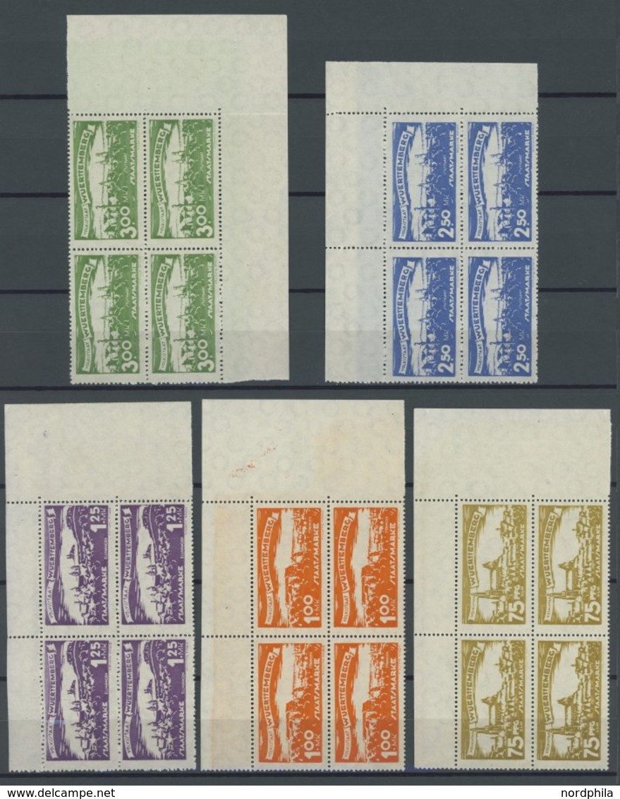 WÜRTTEMBERG 272-81 VB **, 1920, Städteansichten In Postfrischen Eckrandviererblocks, Prachtsatz - Autres & Non Classés