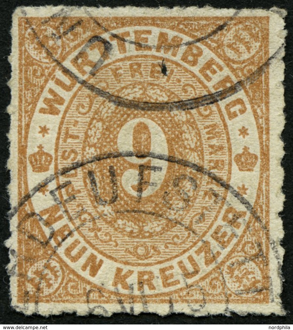 WÜRTTEMBERG 40a O, UNTERDEUFSTETTEN, Datumbrückenstempel Auf 9 Kr. Braun, Pracht, R!, Gepr. Engel - Other & Unclassified