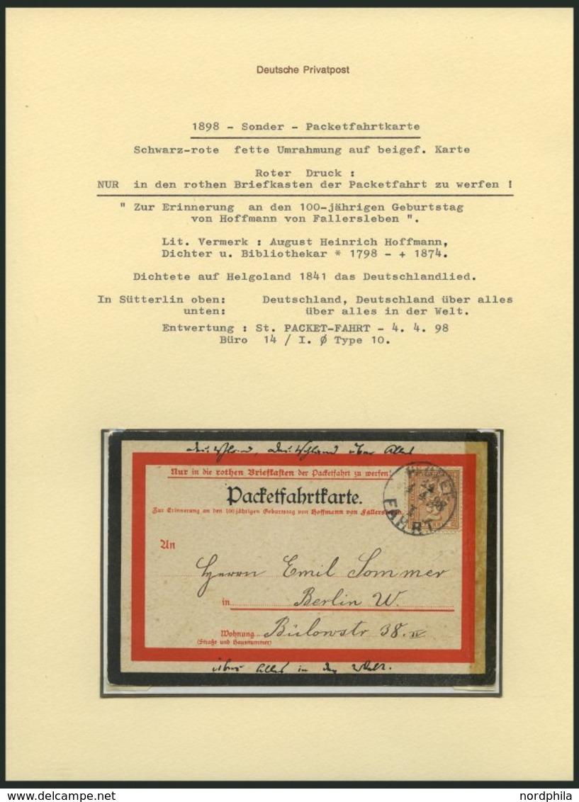 BERLIN B 66 BRIEF, PACKETFAHRT GESELLSCHAFT: 1898, 2 Pf. Braun Auf Packetfahrkarte, Schwarz-rote, Fette Umrandung, Darin - Privatpost