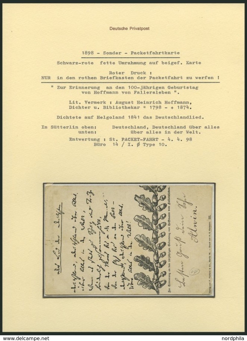 BERLIN B 66 BRIEF, PACKETFAHRT GESELLSCHAFT: 1898, 2 Pf. Braun Auf Packetfahrkarte, Schwarz-rote, Fette Umrandung, Darin - Privatpost