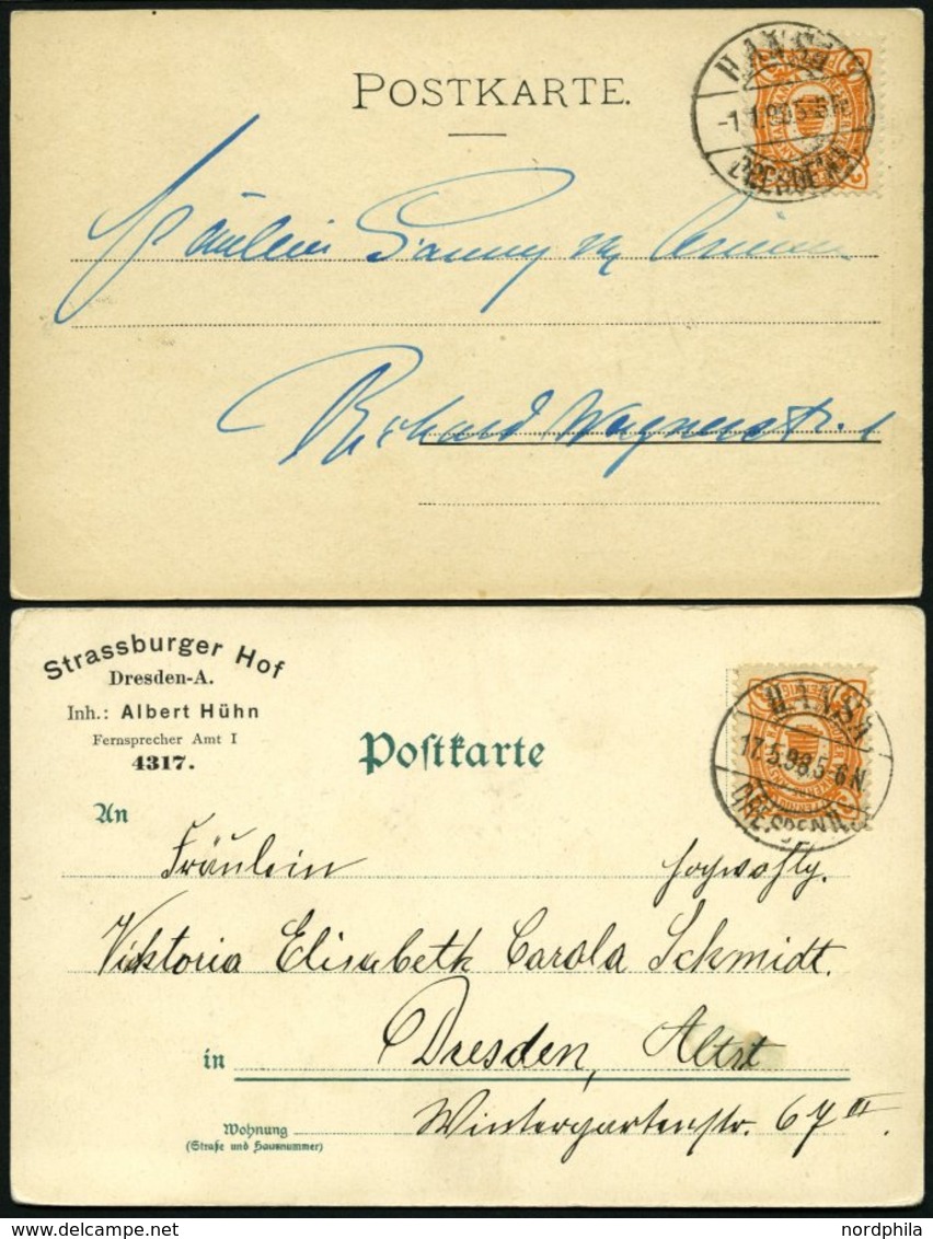 DRESDEN C 108 BRIEF, HANSA: 1898/9, 3 Pf. Orange Auf 2 Verschiedenen Ansichtskarten, Pracht - Postes Privées & Locales