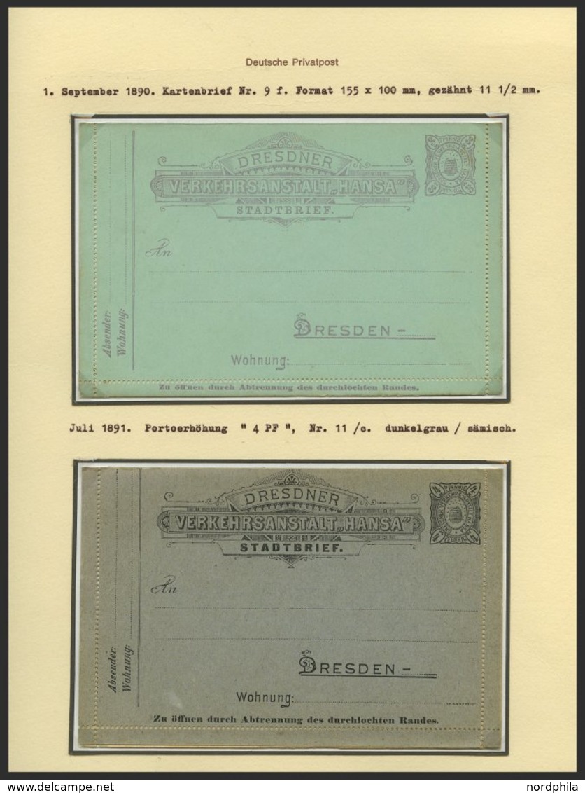 DRESDEN C K BRIEF, HANSA: 6 Verschiedene Kartenbriefe (davon 5 Ungebraucht) Sowie 2 Verschiedene Streifbänder (1x Gebrau - Posta Privata & Locale