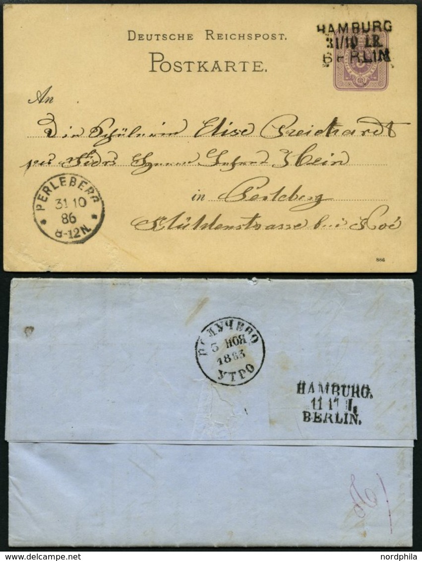 BAHNPOST Hamburg-Berlin, L3, 1863/86, Auf 5 Pf. Ganzsachenkarte Und Als Ankunftsstempel Auf Brief, Feinst - Macchine Per Obliterare (EMA)