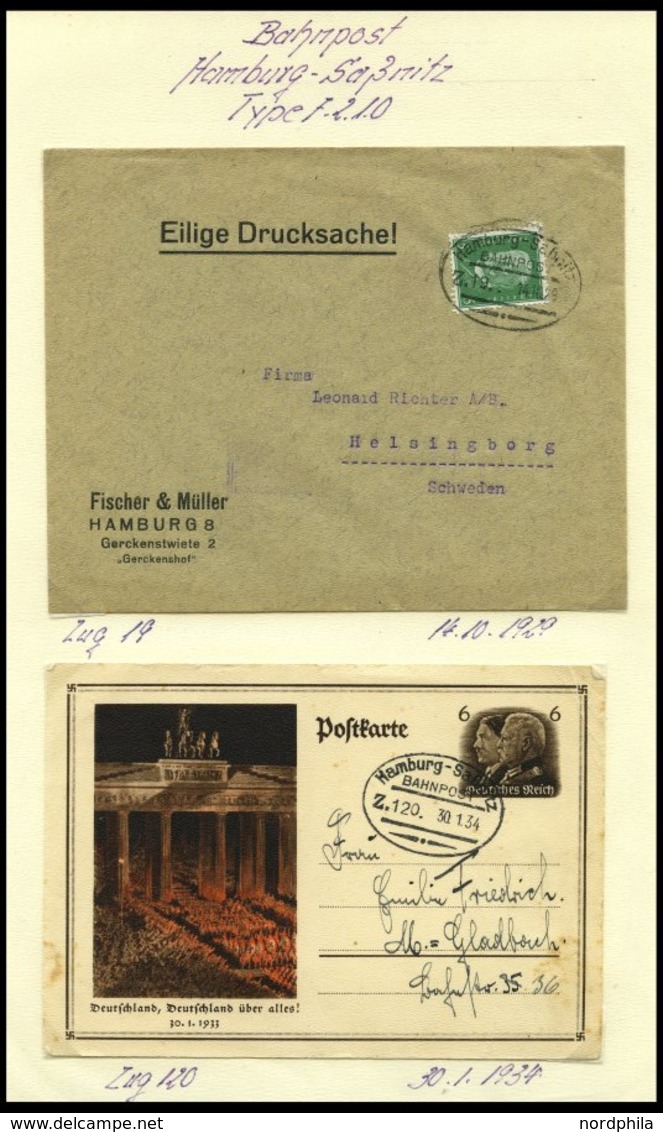 BAHNPOST Hamburg-Sassnitz (verschiedene Züge) 1923-1942, 10 Belege Meist Pracht - Máquinas Franqueo (EMA)