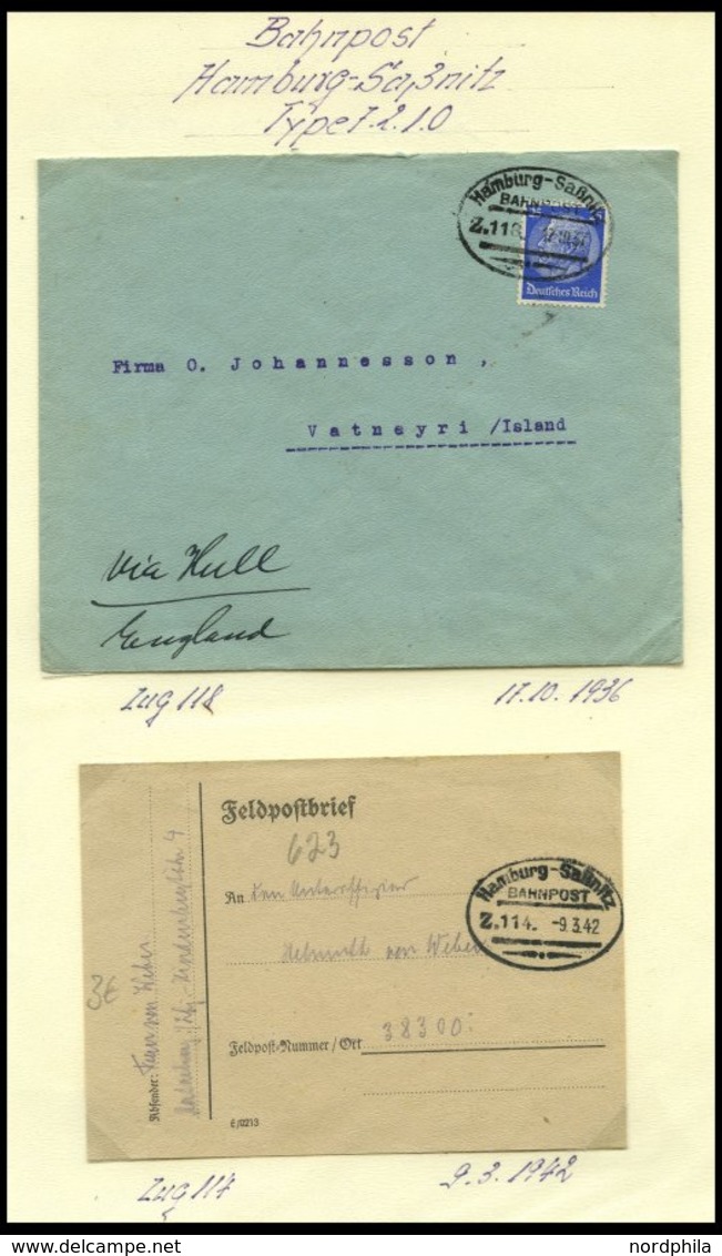 BAHNPOST Hamburg-Sassnitz (verschiedene Züge) 1923-1942, 10 Belege Meist Pracht - Macchine Per Obliterare (EMA)